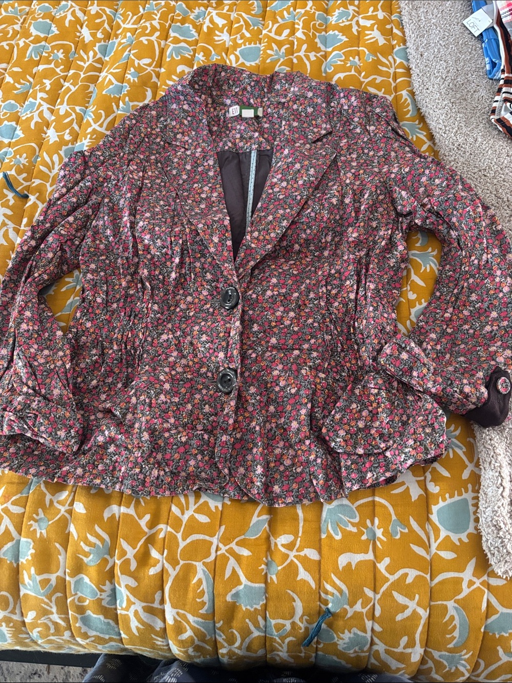 Vintage Anthropologie Ett Twa Floral Cotton Blazer